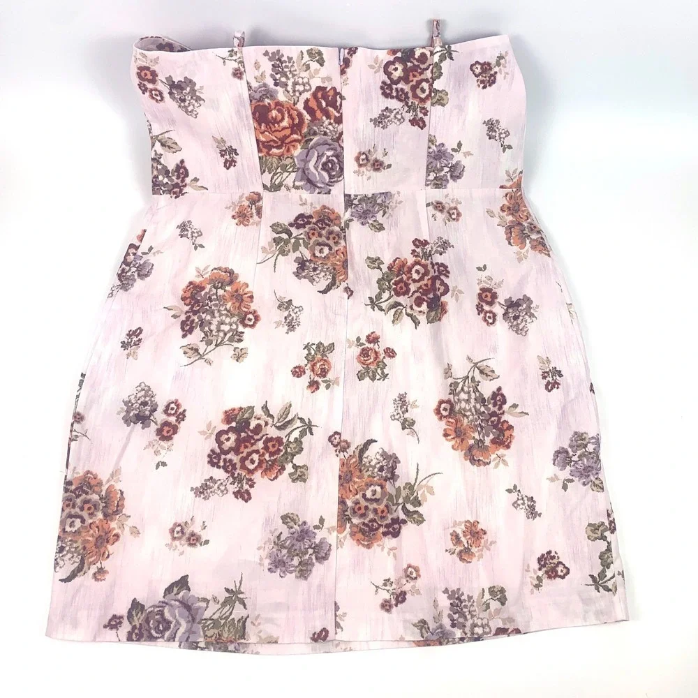 H &‎ M Brock Collection Brocade Print Corset Dress Sz L Couquette Strappy Floral